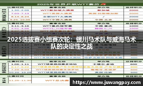 2025选拔赛小组赛次轮：银川马术队与威海马术队的决定性之战